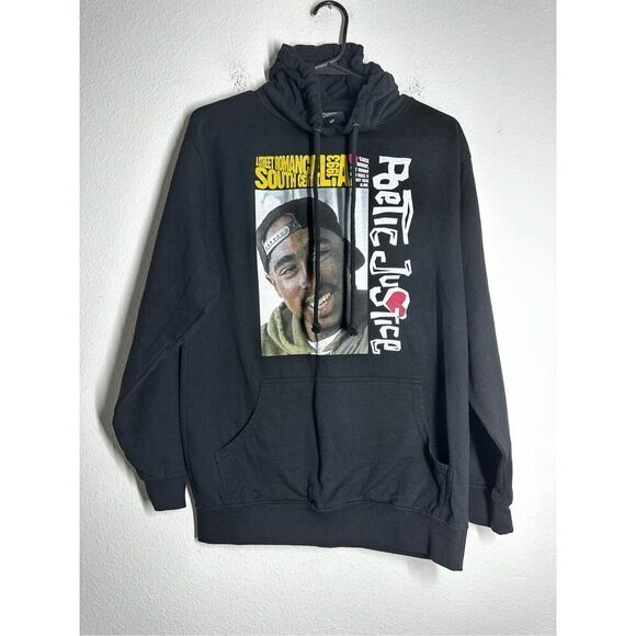 Tupac Shakur Poetic Justice Mens  Size S/P  Black Hoodie Sweatshirt - Picture 1 of 10